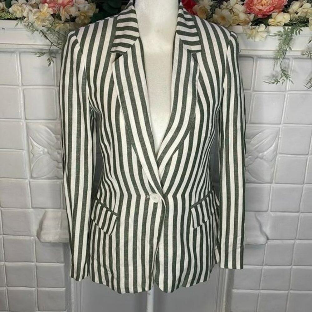 L'agence Striped Blazer Linen Blend Size 2 Luxury Designer - Picture 5 of 11